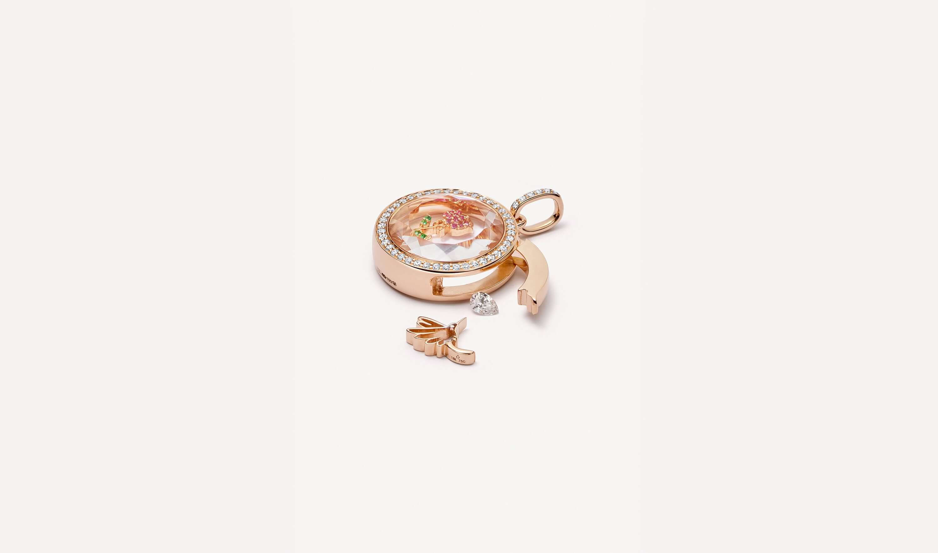 Helios Round Diamond Rose Gold Locket 14k - Image 4