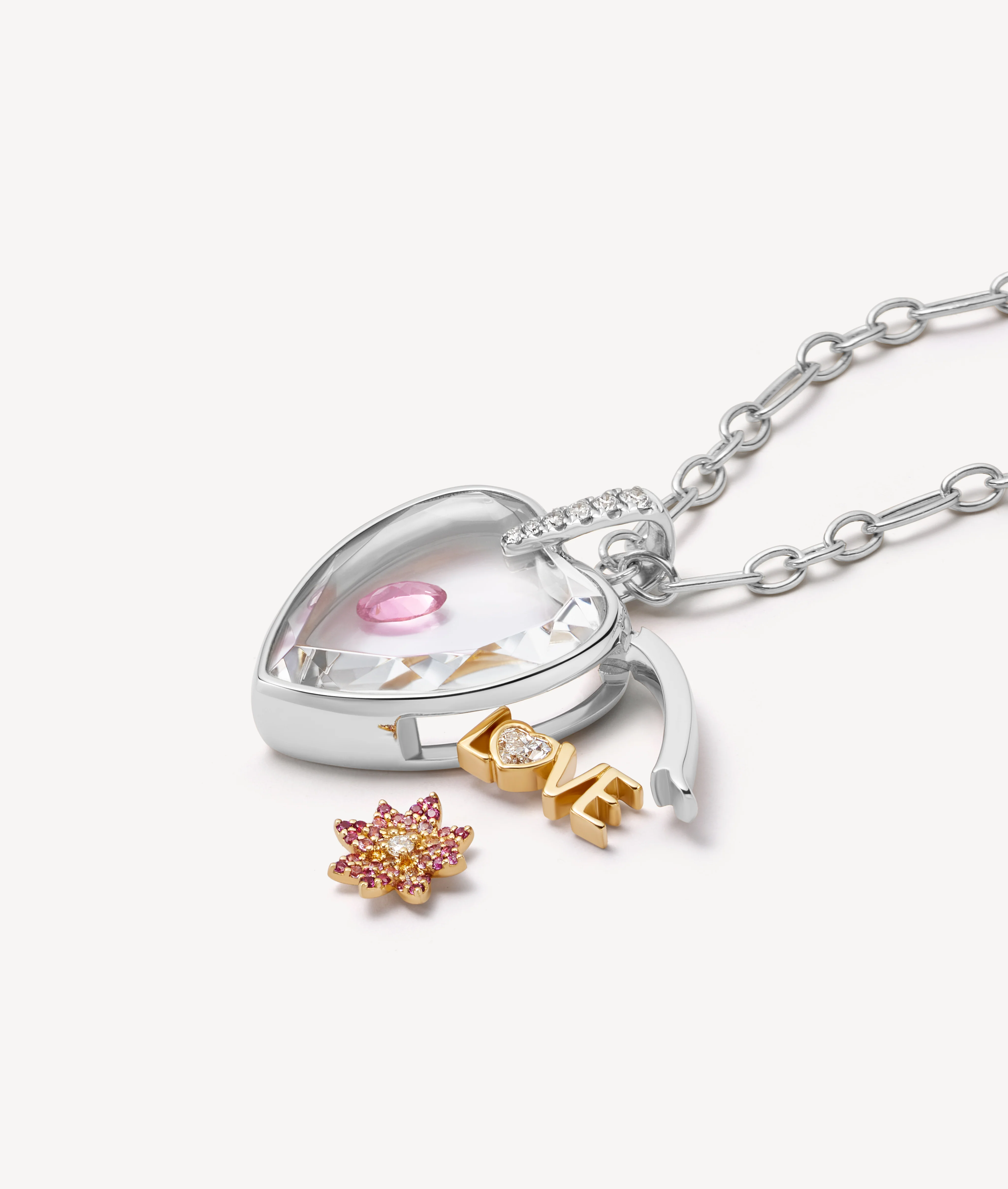 Amate Diamond Heart White Gold Locket 18K - Image 3
