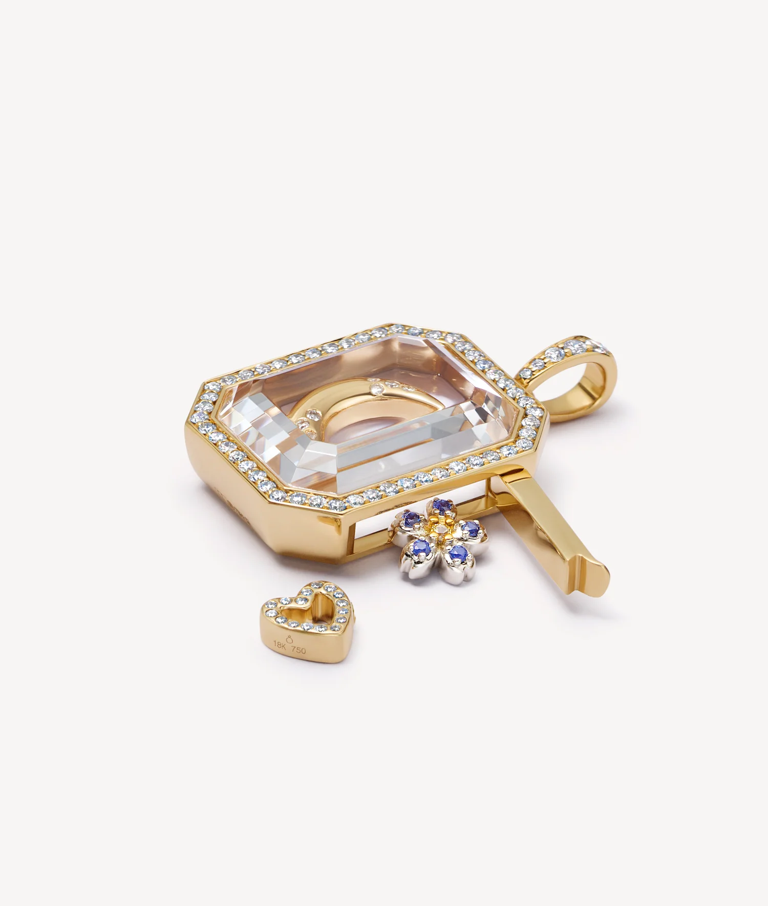 Heritage Diamond Baguette Gold Locket 18k - Image 3