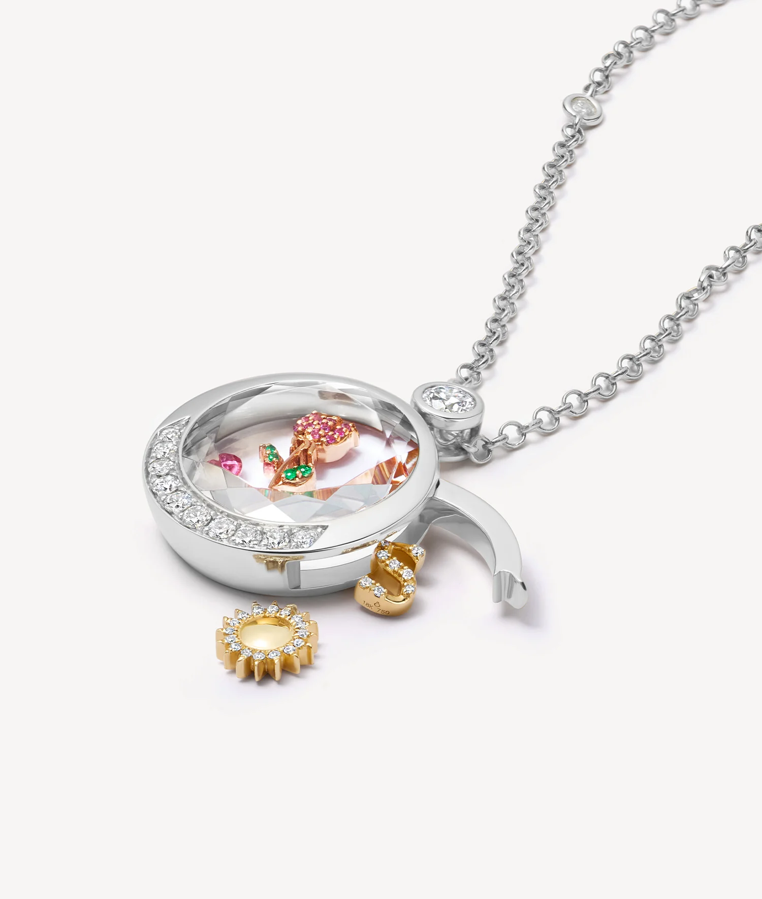 Lunar Cushion White Gold Locket 18K - Image 3