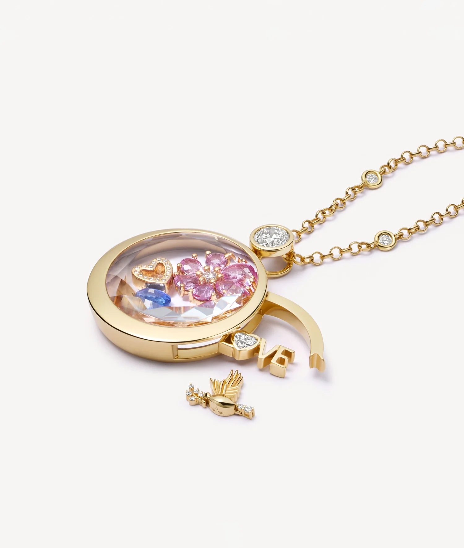 Solitaire Diamond Cushion Locket 18K - Image 3